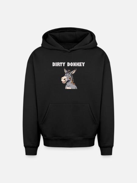 DIRTY DONKEY - Oversized Heavyweight Unisex Hoodie - black