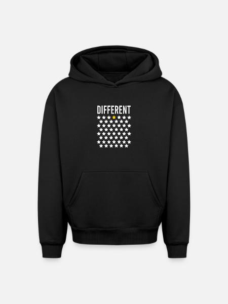 Différent: Étoile dorée au milieu des étoiles - Sweat à capuche unisexe oversize épais SPREAD - noir