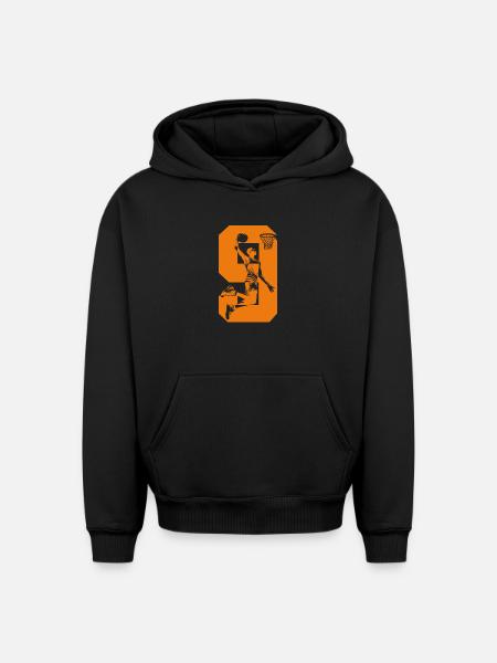 NUMBER 9 BASKETBALL 9TH BIRTHDAY - Oversized Heavyweight Unisex Hoodie - black