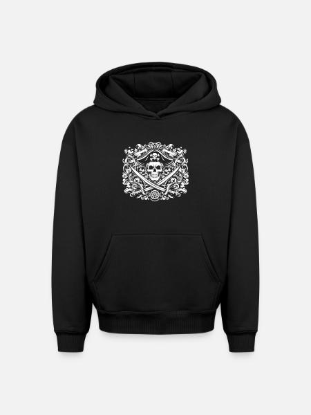 Pirate logo - Oversized Heavyweight Unisex Hoodie - black