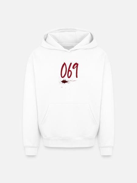 Postal Code Frankfurt 069 - Oversized Heavyweight Unisex Hoodie - white