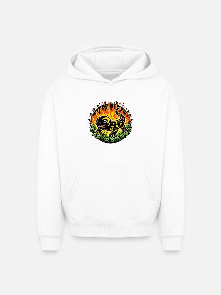 Fire salamander - Oversized Heavyweight Unisex Hoodie - white