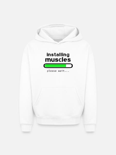 Installing muscles - Sweat à capuche unisexe oversize épais SPREAD - blanc