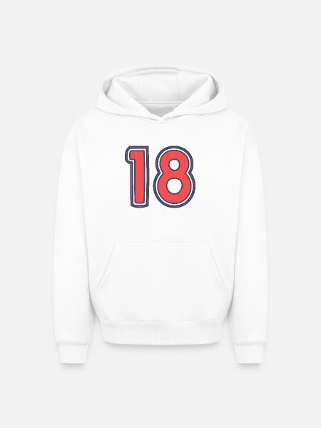 18. 18 YEARS OLD - Oversized Heavyweight Unisex Hoodie - white