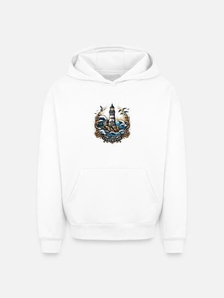 Lighthouse Logo - Oversized Heavyweight Unisex Hoodie - white