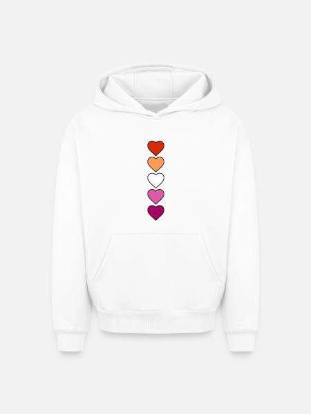 Lesbian Lesbian Hearts - Oversized Heavyweight Unisex Hoodie - white
