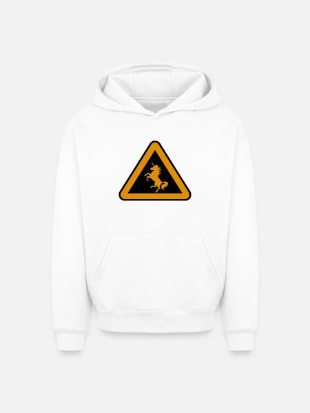 Achtung Einhorn, Gefahr - Oversized Heavyweight Unisex Hoodie - Weiß