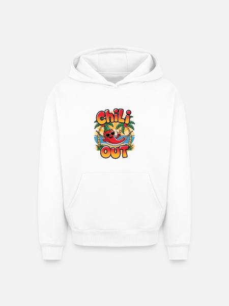 Chili Out - Oversized Heavyweight Unisex Hoodie - white