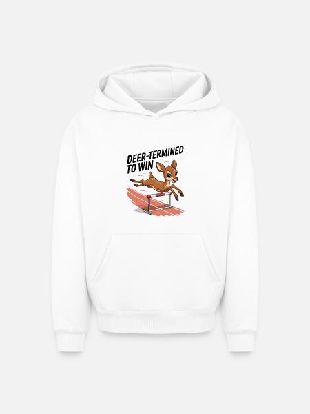 Deer-Termined pour gagner - Sweat à capuche unisexe oversize épais SPREAD - blanc