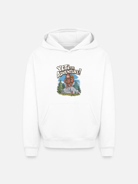 Yeti For Adventure - Oversized Heavyweight Unisex Hoodie - white