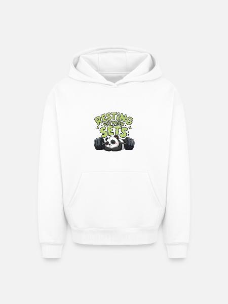 Resting Between Sets - Oversized Heavyweight Unisex Hoodie - white