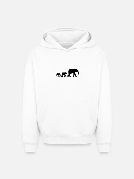 Elefantenfamilie - Oversized Heavyweight Unisex Hoodie - Weiß