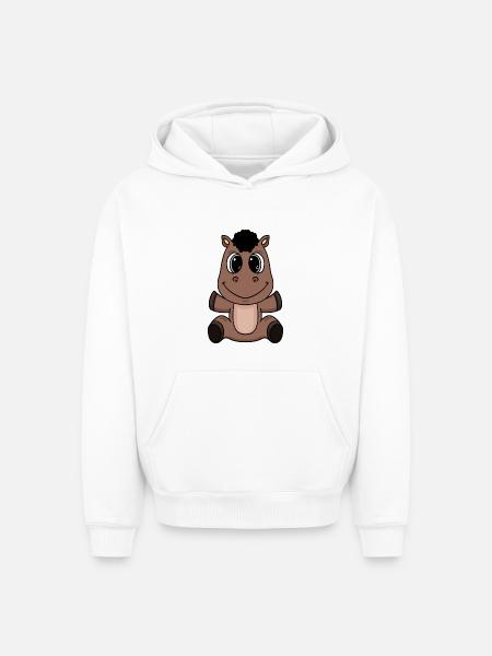 cheval - Sweat à capuche unisexe oversize épais SPREAD - blanc