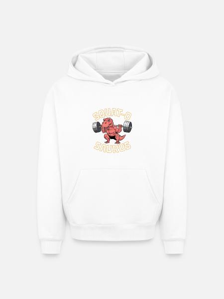 Squat-O Saurus - Oversized Heavyweight Unisex Hoodie - white