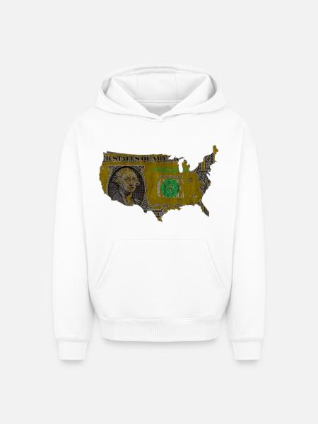 USA dollar flag - Oversized Heavyweight Unisex Hoodie - white