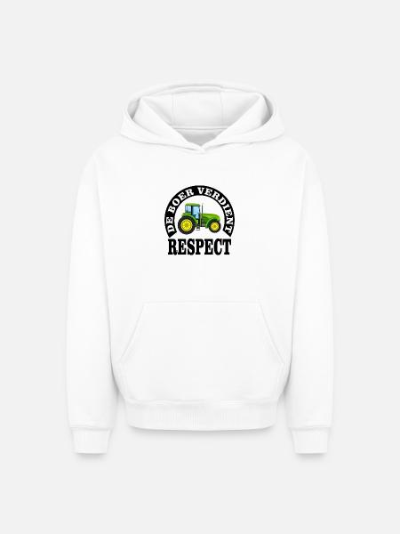 Farmers deserve respect - Oversized Heavyweight Unisex Hoodie - white