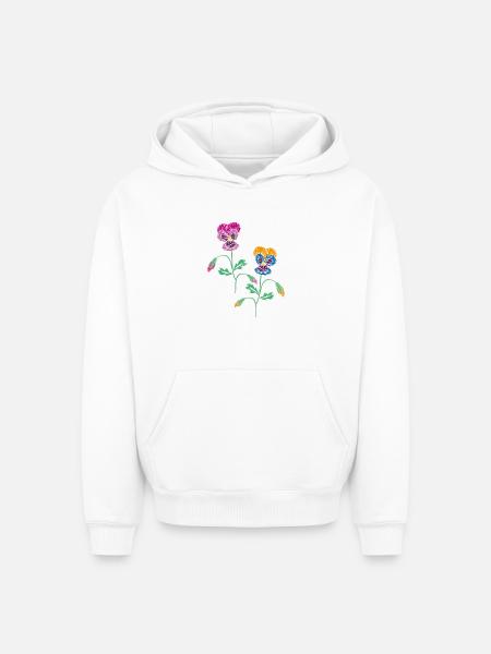 Pensée - Sweat à capuche unisexe oversize épais SPREAD - blanc