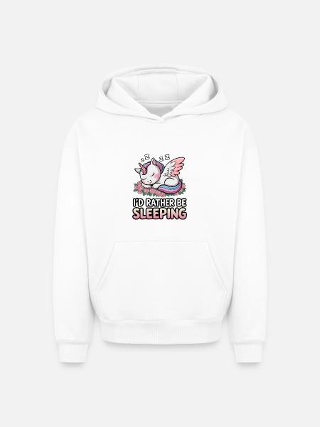I'd Rather Be Sleeping - Oversized Heavyweight Unisex Hoodie - white