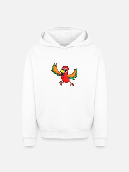 perroquet - Sweat à capuche unisexe oversize épais SPREAD - blanc