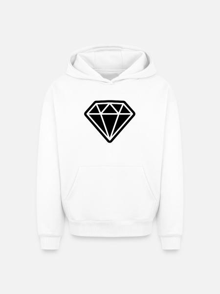 Icône de diamant - Sweat à capuche unisexe oversize épais SPREAD - blanc