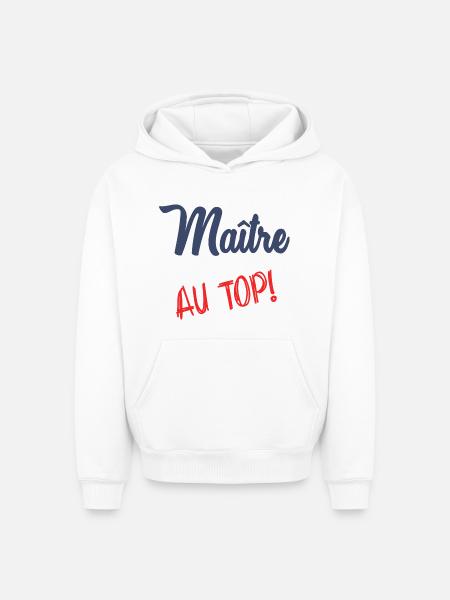 MASTER AT THE TOP - Oversized Heavyweight Unisex Hoodie - white