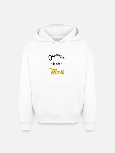 JUST MARRIED. EVJF - Sweat à capuche unisexe oversize épais SPREAD - blanc