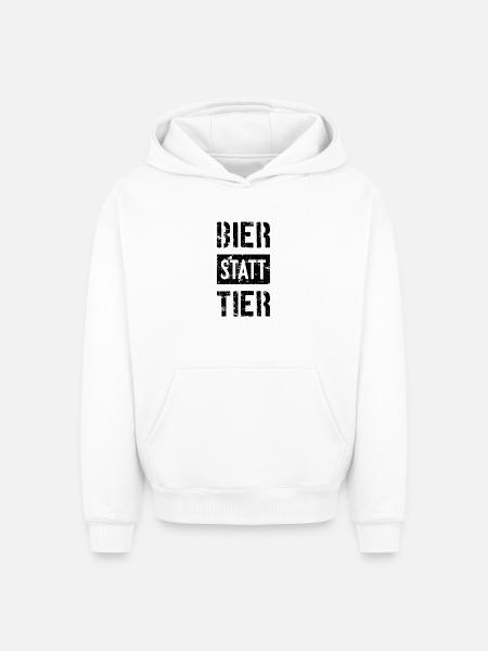 BIER STATT TIER - Oversized Heavyweight Unisex Hoodie - Weiß