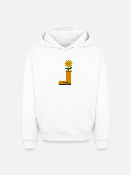 Flower Boots - Oversized Heavyweight Unisex Hoodie - white
