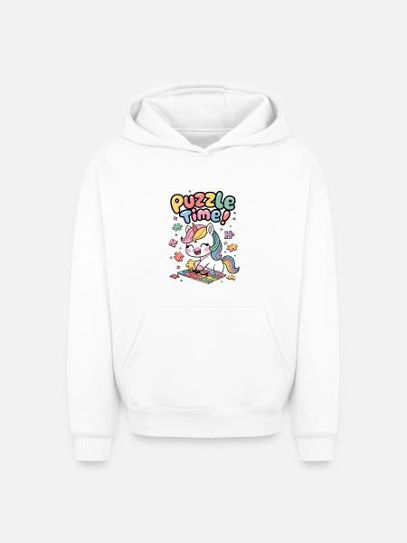 Puzzle Time! - Oversized Heavyweight Unisex Hoodie - white