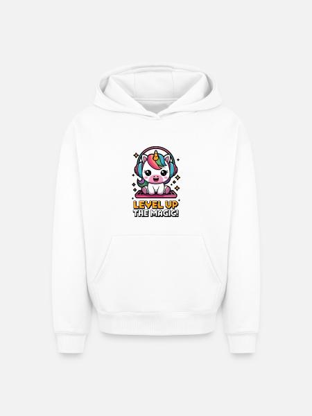 Level Up The Magic! - Oversized Heavyweight Unisex Hoodie - white