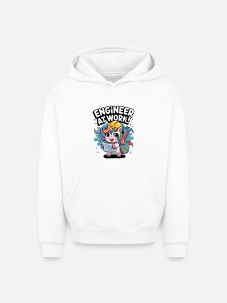 Engineer At Work! - Oversized Heavyweight Unisex Hoodie - white