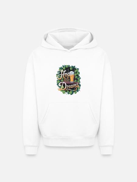 Hops And Dreams - Oversized Heavyweight Unisex Hoodie - white