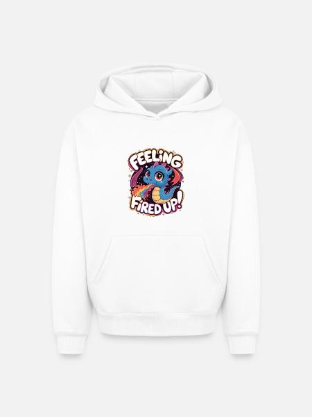 Feeling Fired Up - Oversized Heavyweight Unisex Hoodie - white