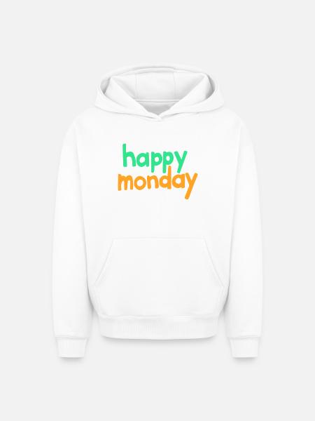 happy monday - Oversized Heavyweight Unisex Hoodie - white