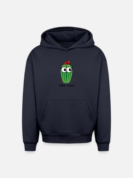 Free Hugs Cactus - Oversized Heavyweight Unisex Hoodie - navy