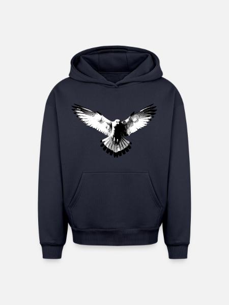 Falcon black and white - Oversized Heavyweight Unisex Hoodie - navy