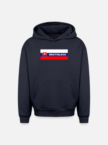 Bratislava City in Slovakian Flag - Oversized Heavyweight Unisex Hoodie - navy