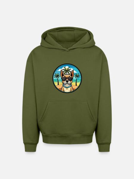 Braque Du Bourbonnais Hunderasse Cartoon Sonnenbrille - Oversized Heavyweight Unisex Hoodie - Khaki