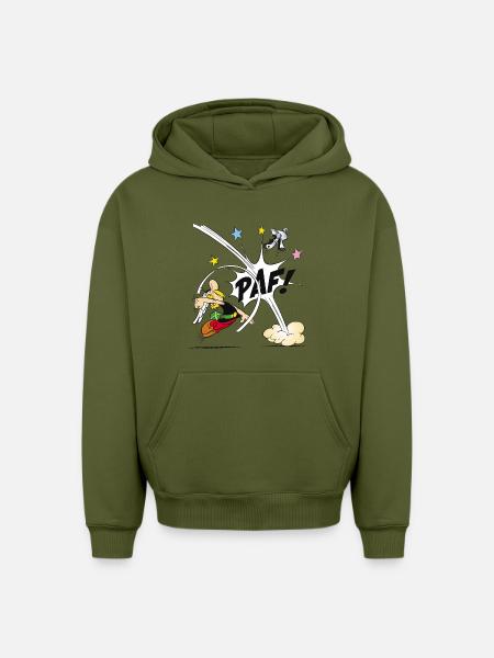 Asterix & Obelix - Asterix poing - Sweat à capuche unisexe oversize épais SPREAD - kaki