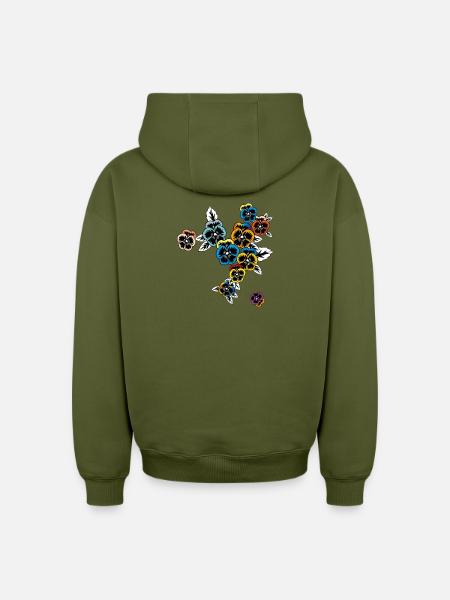 Pansy Spring - Oversized Heavyweight Unisex Hoodie - khaki