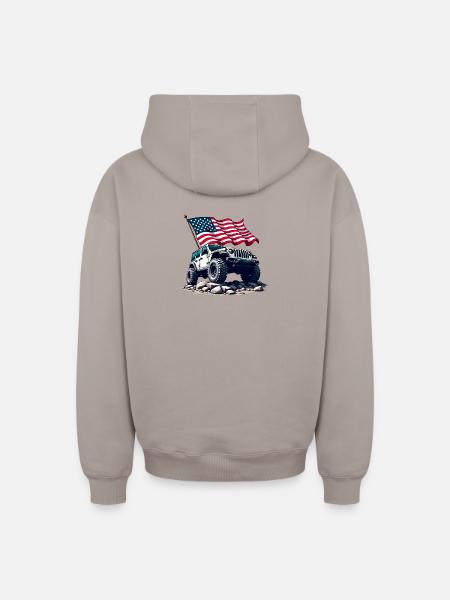 American Off-Road - Oversized Heavyweight Unisex Zip Hoodie - taupe