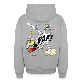 Asterix & Obelix - Asterix Faust - Oversized Heavyweight Unisex Zip Hoodie - Grau meliert - Hinten - AI Model Male 185 dark (185cm)