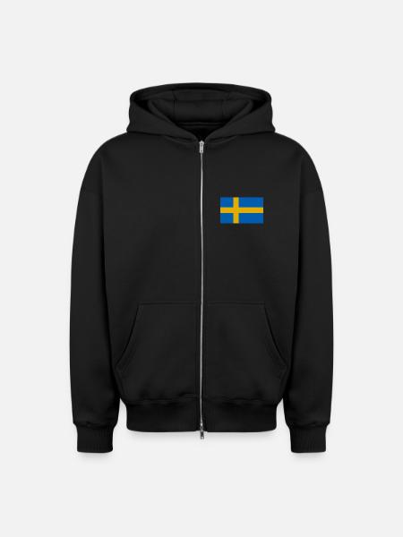 Schweden Flagge - Oversized Heavyweight Unisex Zip Hoodie - Schwarz