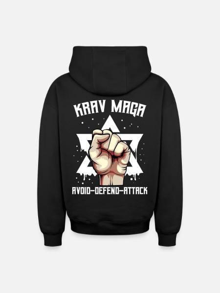 Krav Maga - Oversized Heavyweight Unisex Zip Hoodie - black