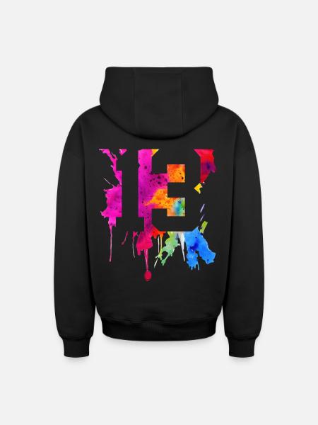 13 ANS 13E ANNIVERSAIRE - Sweat à capuche unisexe zippé oversize épais SPREAD - noir