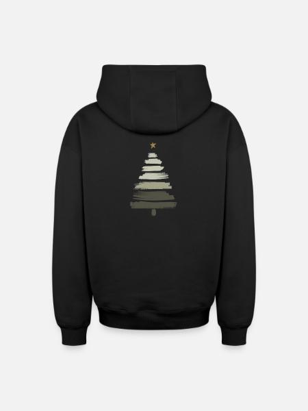 Christmas Tree - Oversized Heavyweight Unisex Zip Hoodie - black