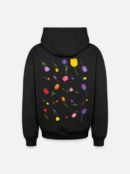 Source - Sweat à capuche unisexe zippé oversize épais SPREAD - noir