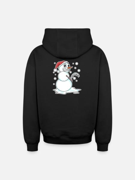 Snowman funny - Oversized Heavyweight Unisex Zip Hoodie - black