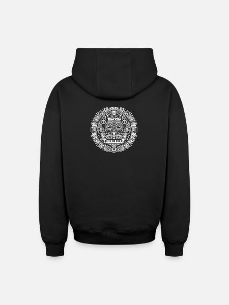 Techno Music Logo - Oversized Heavyweight Unisex Zip Hoodie - black