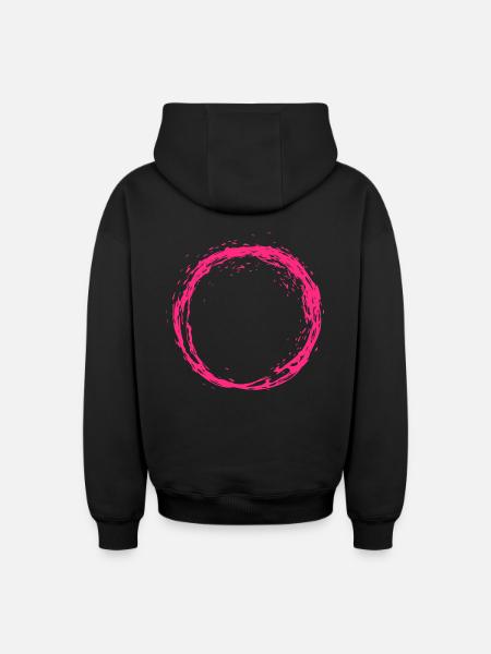 Circle pink - Oversized Heavyweight Unisex Zip Hoodie - black